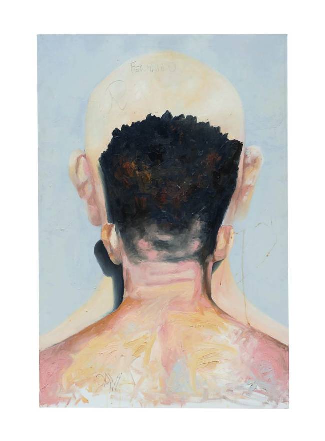 LIA D CASTRO 2 Crédito Lucas Cruz Instituto Çarê Divulgação.jpg (1) 'Davi' (2021), de Lia de Castro: nuca do primeiro cliente negro da artista, posicionado de frente para um homem branco