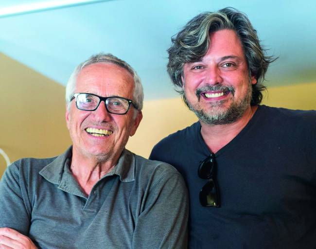 O TRAIDOR(2).JPG Fabiano (à dir.) com o cineasta italiano Marco Bellocchio, diretor de O Traidor (2019), que também concorreu à Palma de Ouro no Festival de Cannes