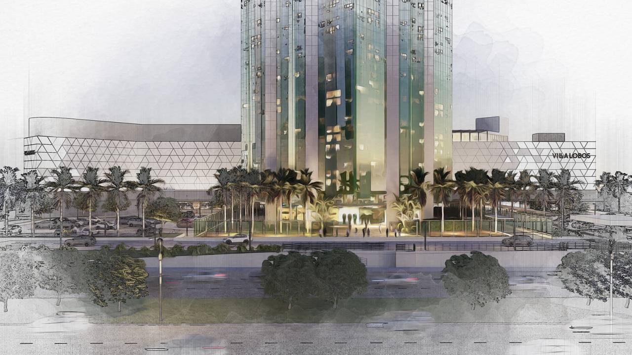 Ilustração da nova fachada do Shopping Villa Lobos, feita com exclusividade para a coluna