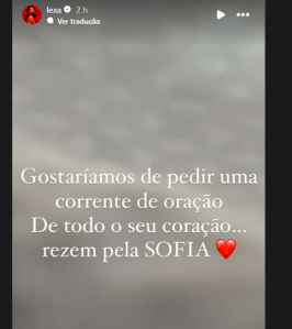 lexa Lexa pede orações para filha