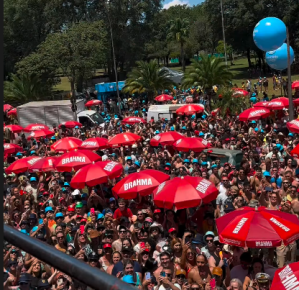 Multidão em frente ao Parque do Ibirapuera no Carnalau