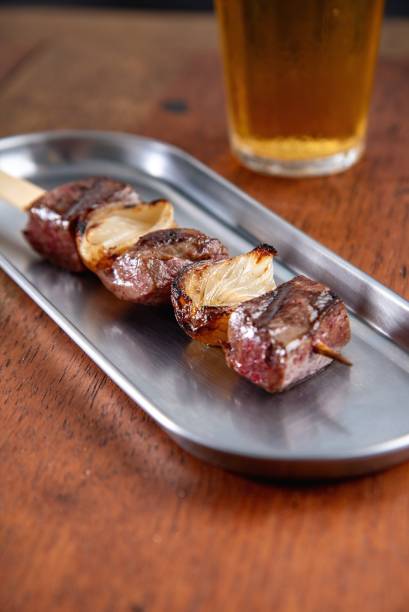 Espeto de coração bovino: no cardápio do Jiboia Espeto de coração bovino: no cardápio do Jiboia