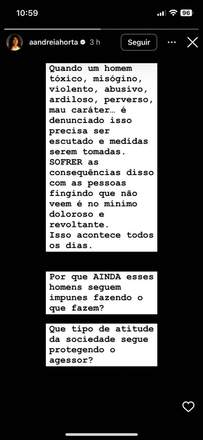 Storie da atriz Andreia Horta