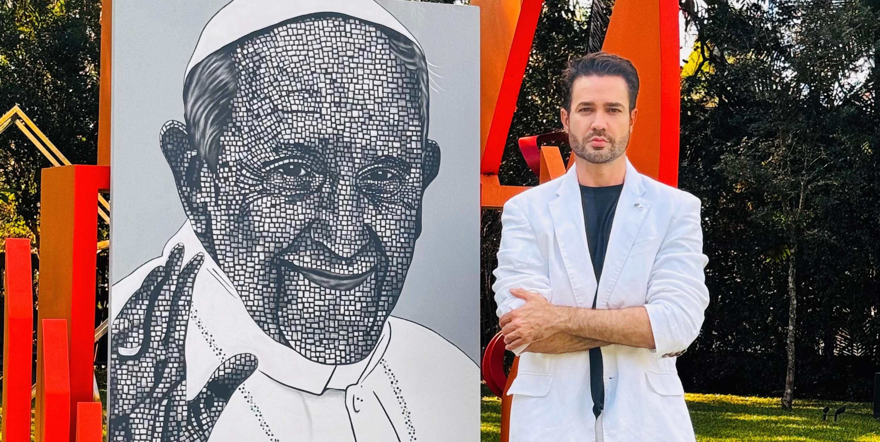 Artista brasileiro assina quadro em homenagem ao Papa Francisco
