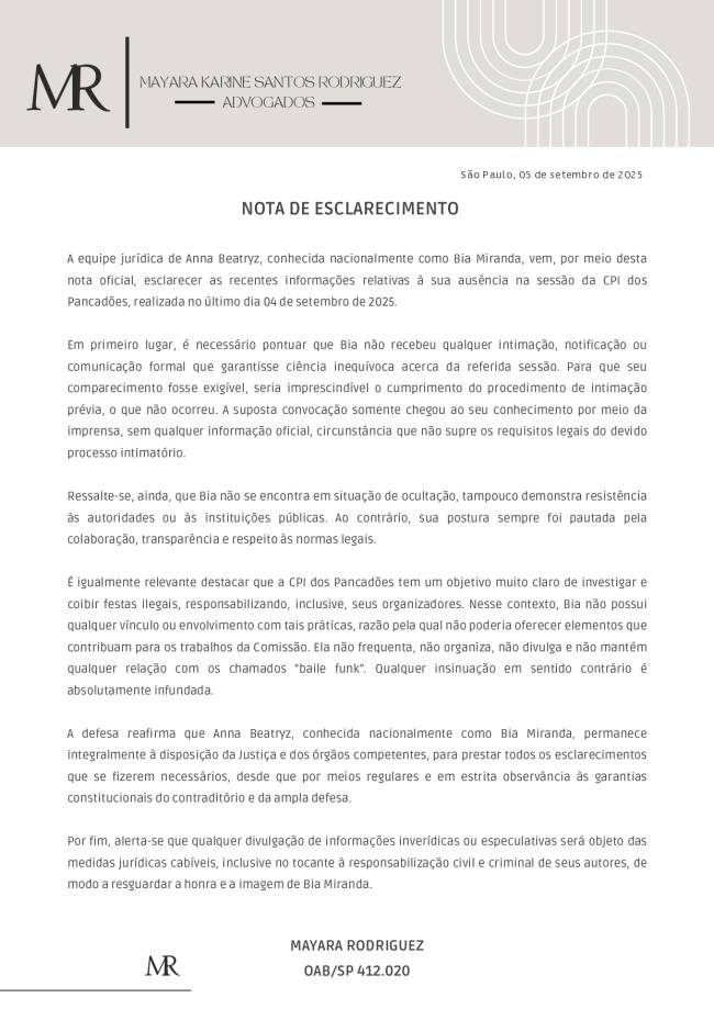 Posicionamento da influencer Bia Miranda